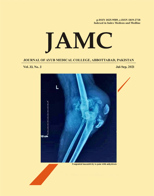 					View Vol. 33 No. 3 (2021): Journal of Ayub Medical College Abbottabad
				